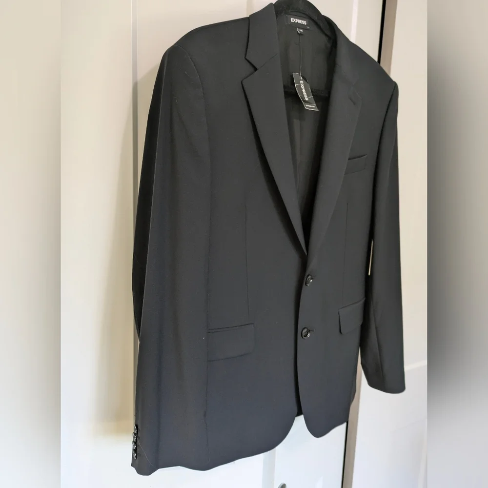 Express Men’s Black Extra Slim Fit Wool-Blend Modern Tech Suit Jacket Formal 38S - Picture 7 of 16